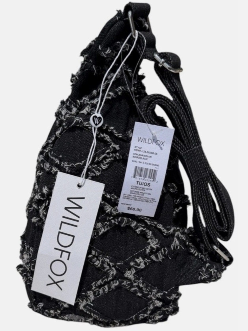Wildfox Black Crossbody Bag with Textured Fringe